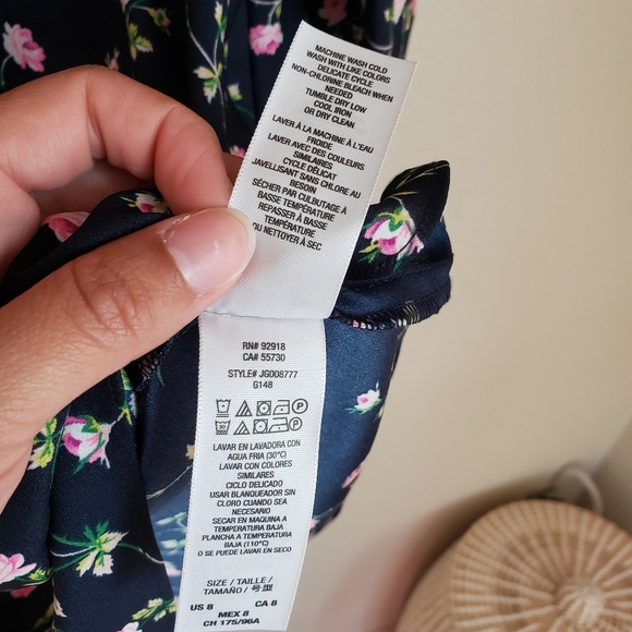 Juicy Couture Floral A-Line Long-Sleeve Mini Dress Navy Women's 8 - Picture 7 of 16